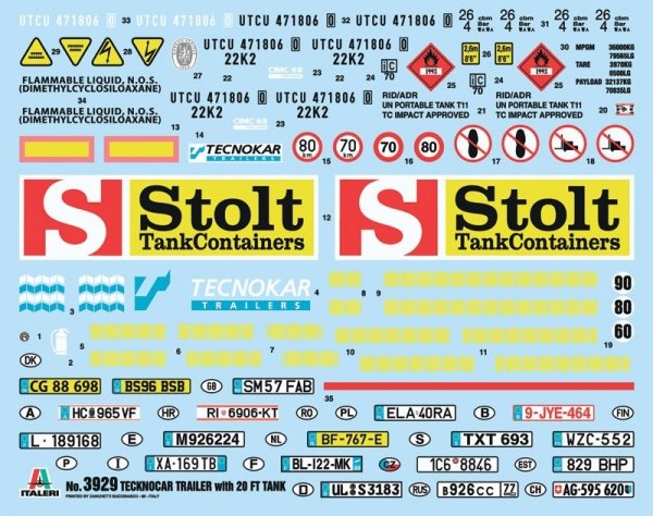 Italeri 3929 TECNOKAR TRAILER WITH 20 TANK (1:24)