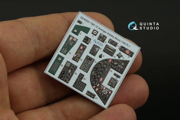 Quinta Studio QD48351 TBF-1C 3D-Printed &amp; coloured Interior on decal paper (Hobby Boss) 1/48