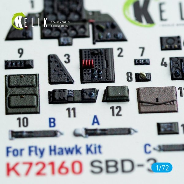 Kelik K72160 SBD-3 Dauntless - interior 3D decals for FlyHawk kit (1/72)