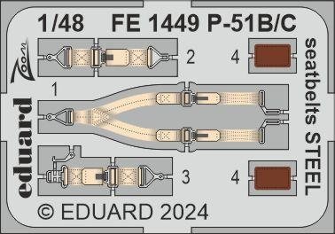 Eduard FE1449 P-51B / C seatbelts STEEL EDUARD 1/48