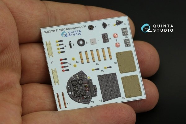 Quinta Studio QD32094 Fi 156C 3D-Printed &amp; coloured Interior on decal paper (Hasegawa) 1/32