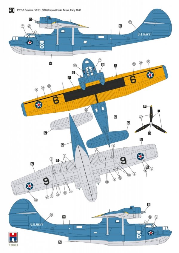 Hobby 2000 72083 Consolidated PBY-3 Catalina ( ACADEMY + CARTOGRAF + MASKI ) 1/72
