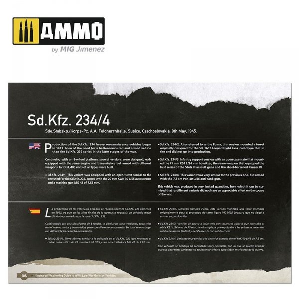 AMMO of Mig Jimenez 6015 ILLUSTRATED GUIDE OF WWII LATE GERMAN VEHICLES (English, Spanish)