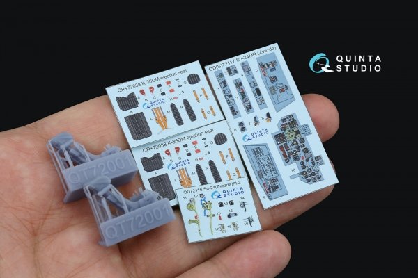 Quinta Studio QD+72117 Su-24MR 3D-Printed coloured Interior on decal paper (Zvezda) (with 3D-printed resin part) 1/72