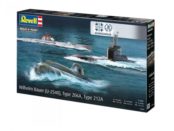 Revell 05186 70 Years Bundeswehr: Wilhelm Bauer, Type 206A, 212A 1/144