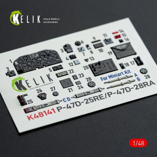 Kelik K48141 P-47D - 25RE/28RA - interior 3D decals for MiniArt kit (1/48)