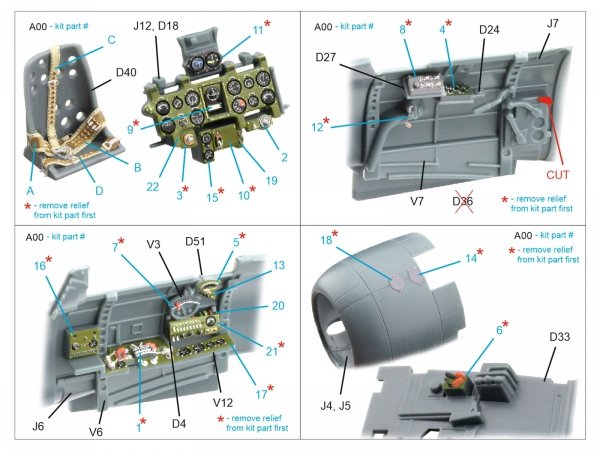 Quinta Studio QD48610 A6M5 Zero (Nakajima Production) 3D-Printed &amp; coloured Interior on decal paper (Eduard) 1/48