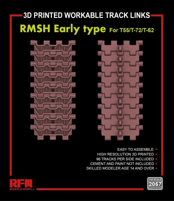 Rye Field Model 2057 RMSH Early type For T55/-72/T-62 3D PRINTED WORKABLE TRACK LINKS 1/35