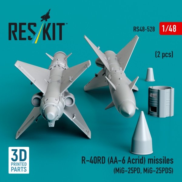 RESKIT RS48-0528 R-40RD (AA-6 &quot;Acrid&quot;) missiles (2 pcs) (3D printed) 1/48