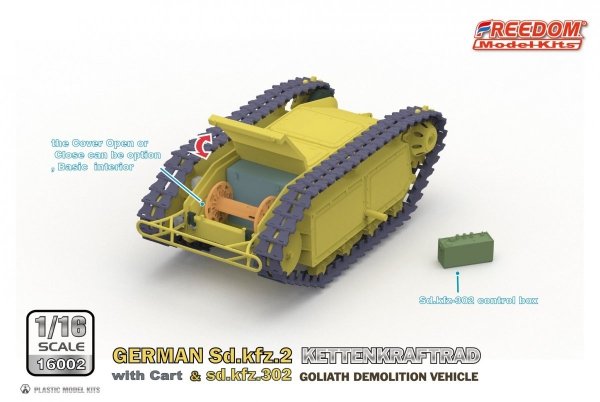 Freedom 16002 GERMAN SD.KFZ.2 KETTENKRAFTRAD &amp; SD.KFZ.302 GOLIATH DEMOLITION VEHICLE 1/16