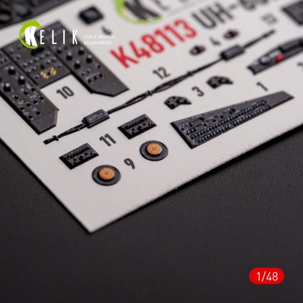 KELIK K48113 UH-60A Black Hawk - Type 1 interior 3D decals for ICM kit 1/48