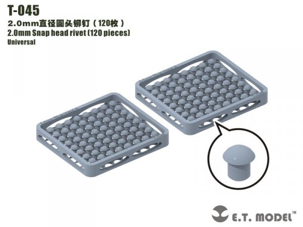 E.T. Model T-045 2.0mm Snap head rivet (120 pieces) ( nity )