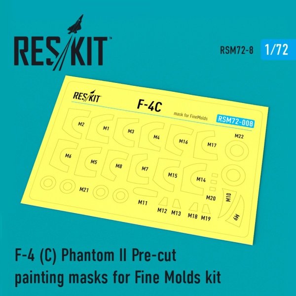RESKIT RSM72-0008 F-4C &quot;PHANTOM II&quot; PRE-CUT PAINTING MASKS FOR FINEMOLDS KIT 1/72