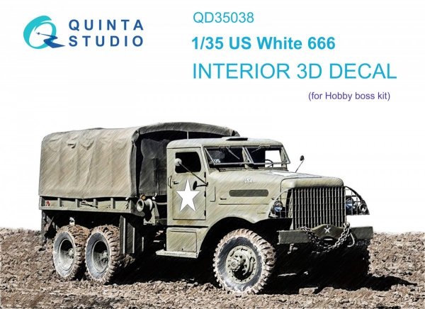 Quinta Studio QD35038 US White 666 3D-Printed &amp; coloured Interior on decal paper (Hobby Boss) 1/35