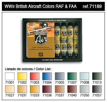 Vallejo Model Air Set WW II British Aircraft RAF/ FAA (71189)