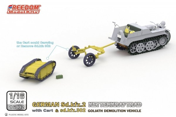 Freedom 16002 GERMAN SD.KFZ.2 KETTENKRAFTRAD &amp; SD.KFZ.302 GOLIATH DEMOLITION VEHICLE 1/16