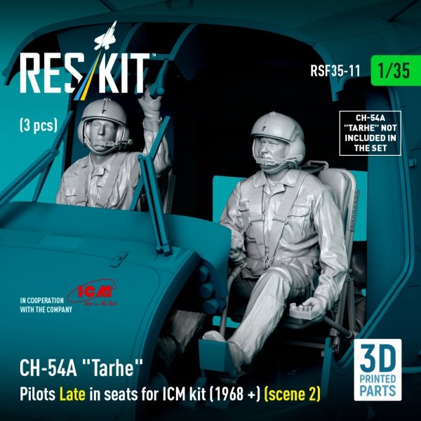 RESKIT RSF35-0011 CH-54A &quot;Tarhe&quot; Pilots Late in seats for ICM kit (1968 +) (scene 2) (3 pcs) (3D Printed) 1/35
