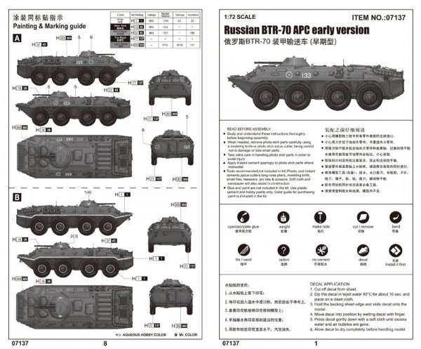 Trumpeter 07137 Russian BTR-70 APC early version 1/72