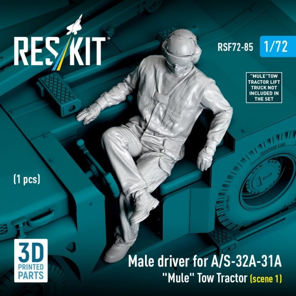 RESKIT RSF72-0085 Male driver for A/S-32A-31A "Mule" Tow Tractor (scene 1) (1 pcs) (3D Printed) (1/72)