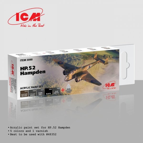 ICM 3090 Acrylic Paints Set for HP.52 Hampden 6x12ml