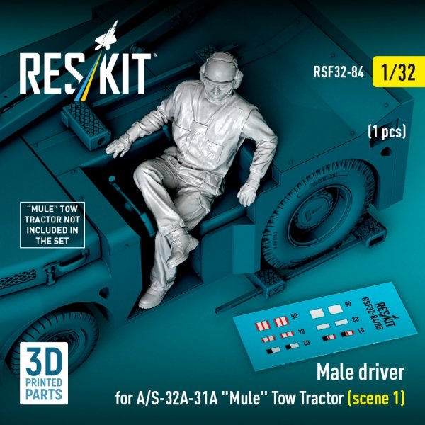 RESKIT RSF32-0084 Male driver for A/S-32A-31A "Mule" Tow Tractor (scene 1) (1 pcs) (3D Printed) (1/32)