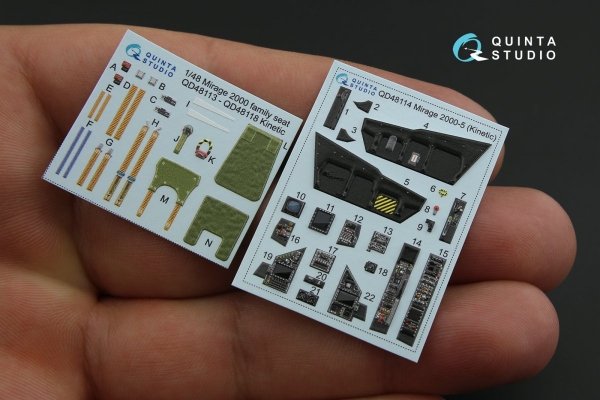 Quinta Studio QD48114 Mirage 2000-5 3D-Printed &amp; coloured Interior on decal paper (for Kinetic kit) 1/48