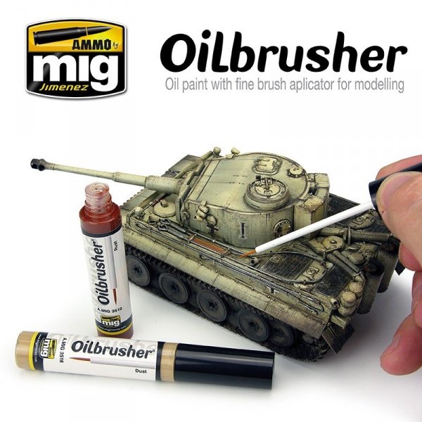 AMMO of Mig Jimenez 3505 Oilbrusher OLIVE GREEN - farba olejna z pędzelkiem