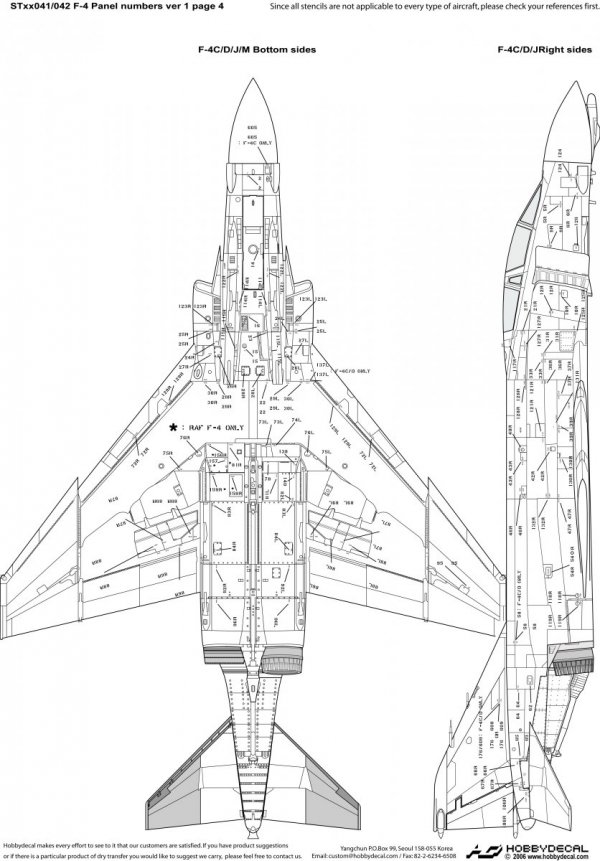 HobbyDecal ST48041V1 F-4 Panel numbers Black stencil font ver 1 1/48 