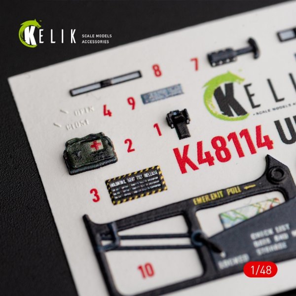 KELIK K48114 UH-60A Black Hawk - Type 2 &quot; Defence Intelligence of Ukraine&quot; interior 3D decals for ICM kit 1/48