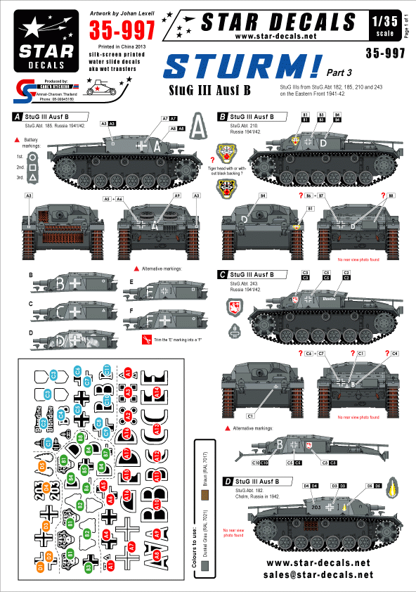 Star Decals 35-997 STURM 3 StuG III Ausf B 1/35