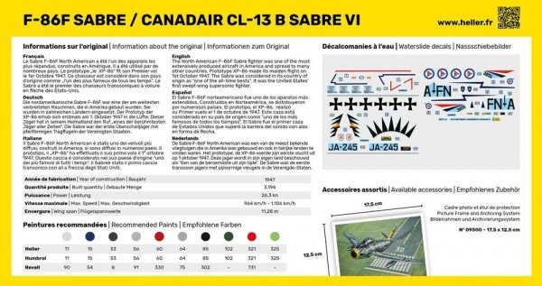 Heller 56277 F-86F SABRE / CANADAIR CL-13 B SABRE VI  - Starter Kit 1/72