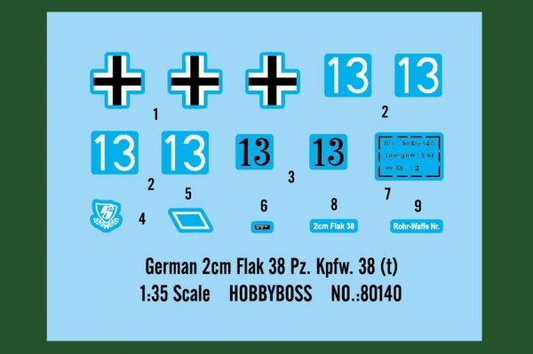 Hobby Boss 80140 German 2cm Flak 38 Pz.Kpfw .38 (t) (1:35)