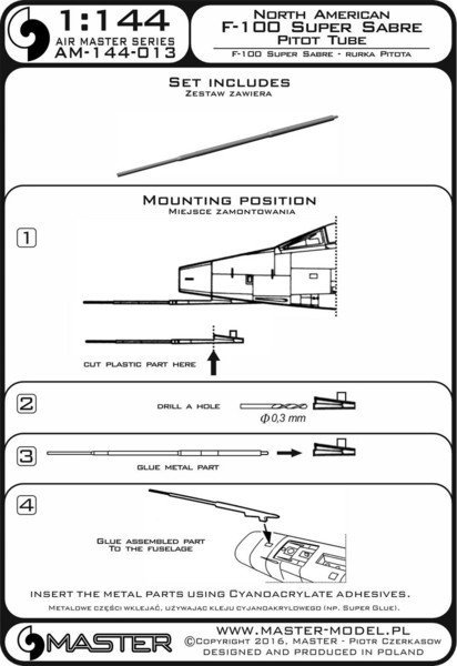 Master AM-144-013 F-100 Super Sabre - Pitot Tube 1:144