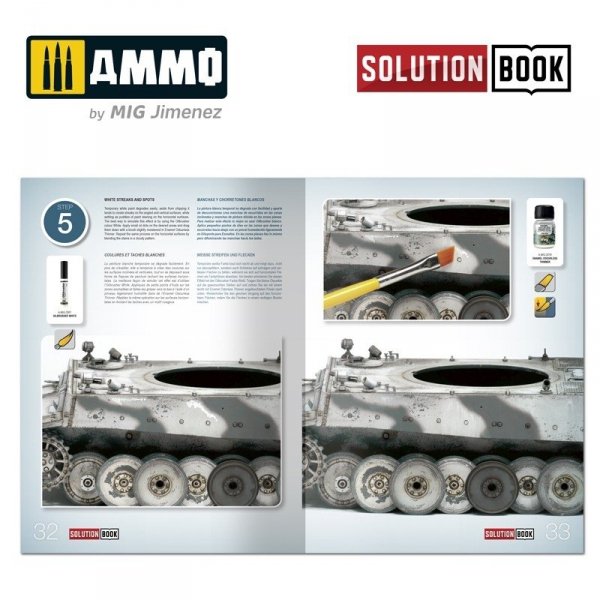 AMMO of Mig Jimenez 6601 How to paint WWII German winter vehicles (Solution book)  Multilingual