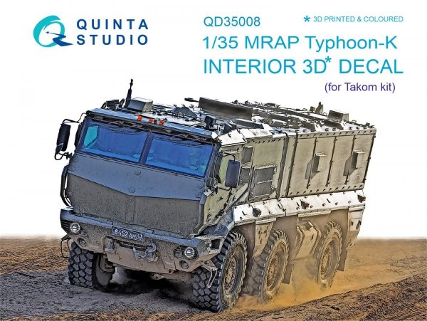 Quinta Studio QD35008 MRAP Typhoon-K 3D-Printed &amp; coloured Interior on decal paper (for Takom kit) 1/35