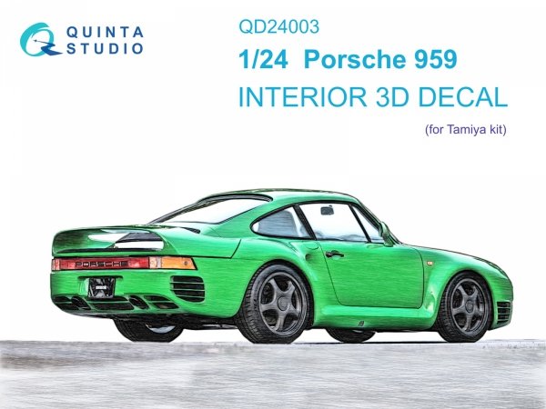Quinta Studio QD24003 Porsche 959 3D-Printed &amp; coloured Interior on decal paper (Tamiya) 1/24