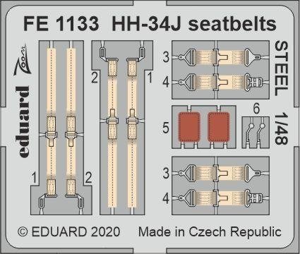 Eduard FE1133 HH-34J seatbelts STEEL TRUMPETER 1/48