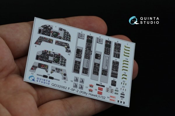 Quinta Studio QD32082 F-5F-2 3D-Printed coloured Interior on decal paper (KittyHawk) 1/32