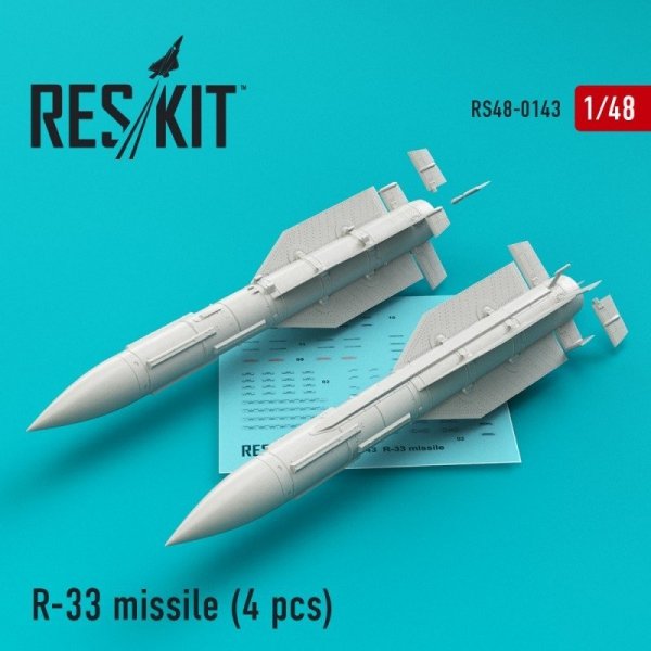RESKIT RS48-0143 R-33 missile (4 pcs) (1/48) for MiG-31 1/48