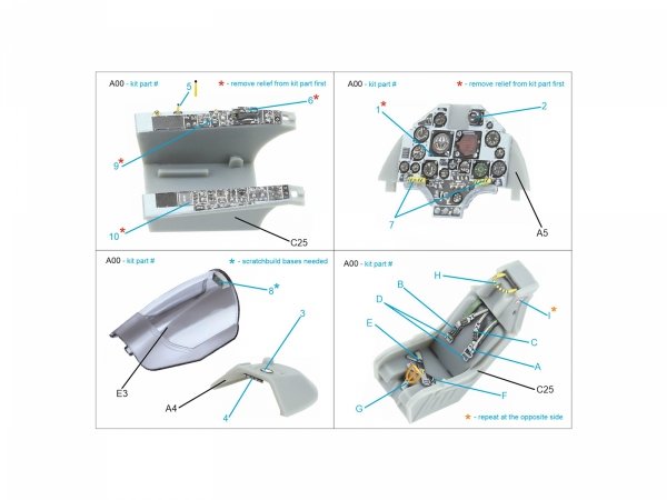 Quinta Studio QD48619 A-4C Skyhawk 3D-Printed &amp; coloured Interior on decal paper ( Hobby Boss ) 1/48