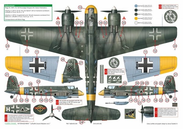 Exito ED72004 DECALS Luftwaffe Ground Attackers vol.1 - Ju 87 D-3, Hs 129, Fw 190F-8 1/72