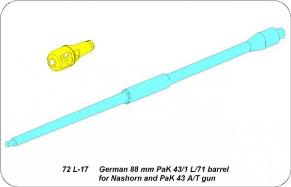 Aber 72L-17 Lufa 88mm PaK43/1 L/71 do działa Nashorn i PaK 43 / German 88mm PaK43/1 L/71 barrel for Nashorn and PaK43A/Tgun 1/72