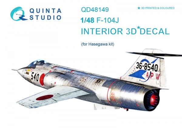 Quinta Studio QD48149 F-104J 3D-Printed &amp; coloured Interior on decal paper (for Hasegawa kit) 1/48