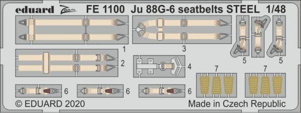 Eduard FE1100 Ju 88G-6 seatbelts STEEL 1/48 DRAGON