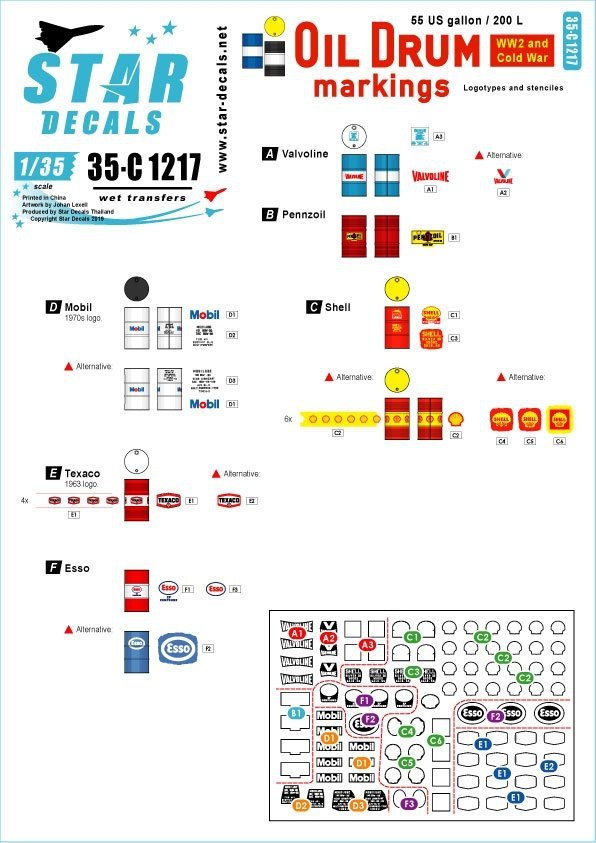 Star Decals 35-C1217 Oil Drum markings 1/35