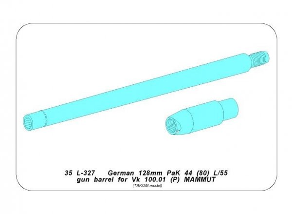 Aber 35L-327 Barrel 128mm PaK 44 L/55 for Vk 100.01(P) MAMMUT / Lufa 128mm PaK 44 L/55 do Vk 100.01(P) MAMMUT 1/35