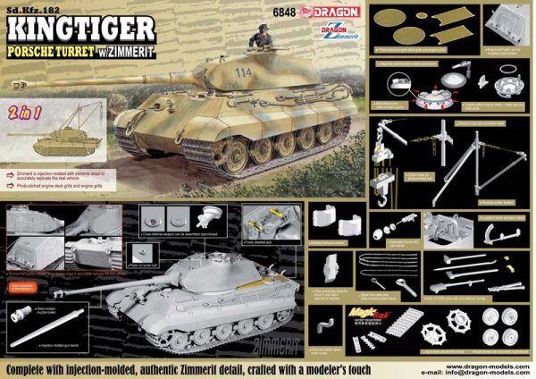 Dragon 6848 Sd.Kfz.182 Kingtiger Porsche Turret w/Zimmerit 1/35