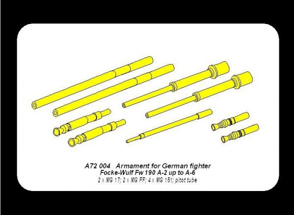 Aber A72004 Armament for German fighter Fw-190 A2-A6  (1:72)