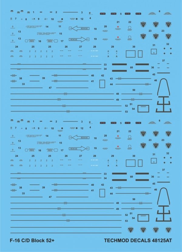 Techmod 48125 F-16 C/D Stencils 1/48