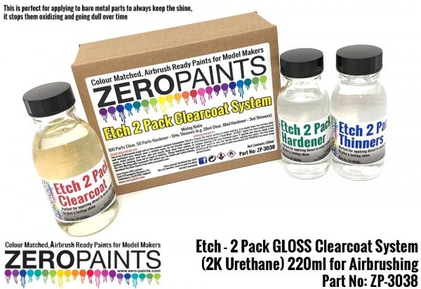 Zero Paints ZP-3038 Etch - 2 Pack GLOSS Clearcoat System (2K Urethane) 220ml